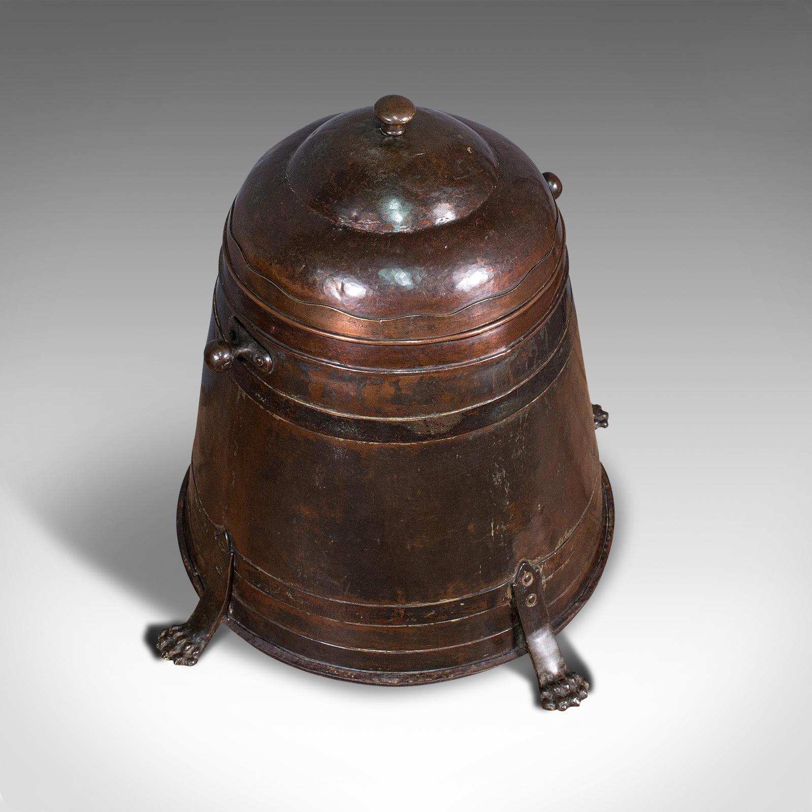19th Century Antique Beehive Fireside Store, Copper, Fire Bucket, Coal Bin, Victorian, C.1850 For Sale