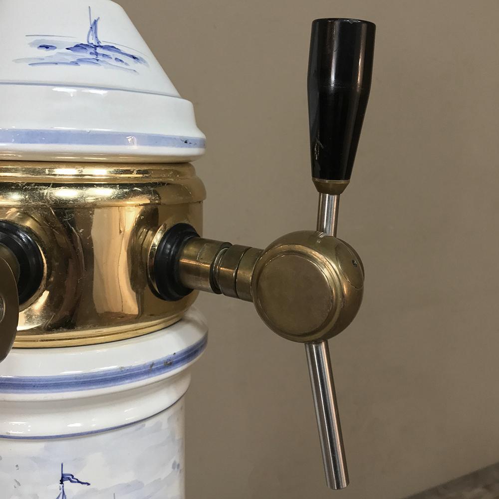 Antique Beer Tap, Belgian Porcelain and Brass 1