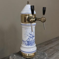 Antique Beer Tap, Belgian Porcelain and Brass