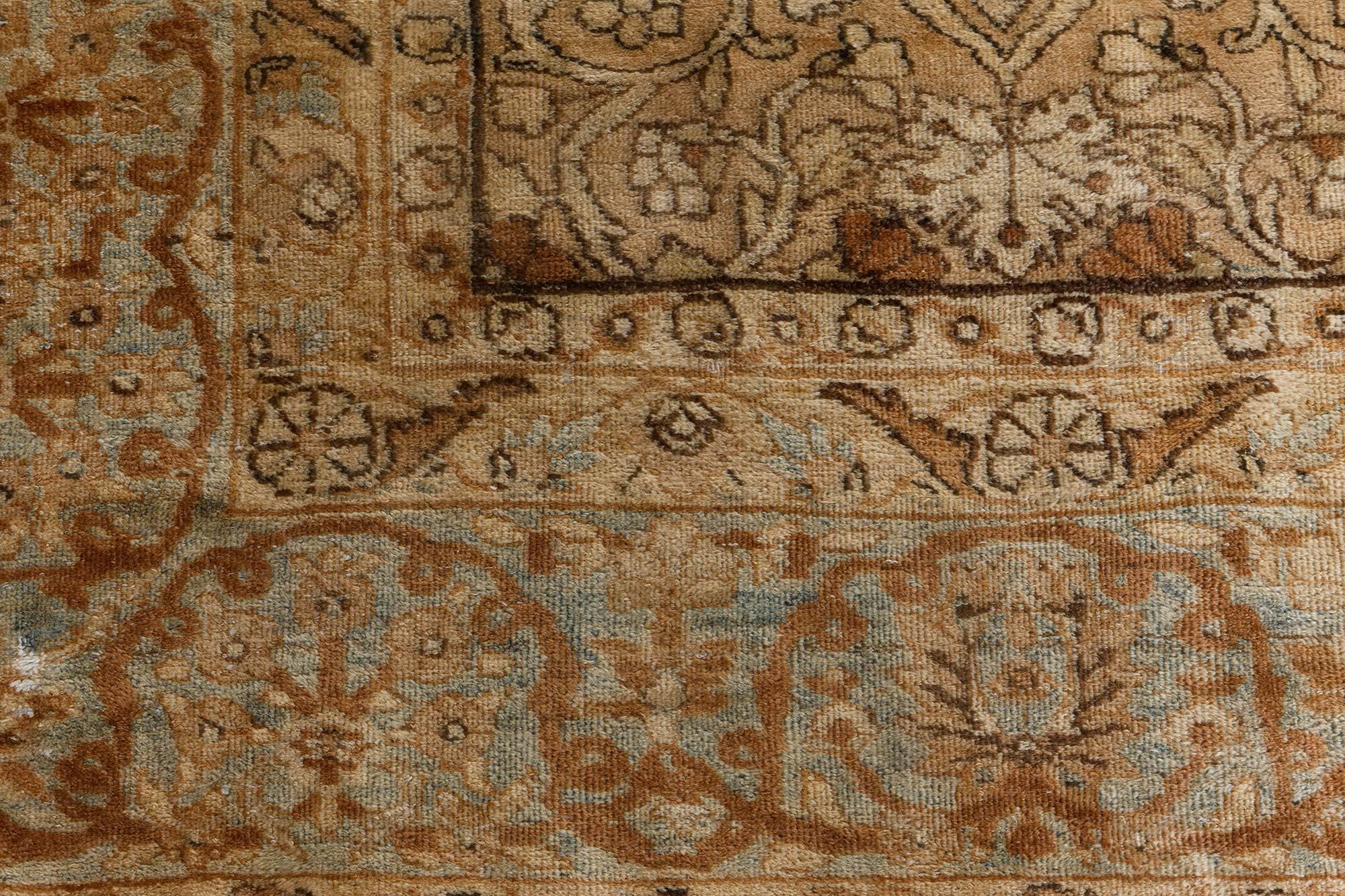 Antique Persian Kirman Botanic Hand-Knotted Rug In Good Condition For Sale In New York, NY