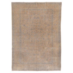 Vintage Beige Fine Persian Kashan Carpet, circa 1930s