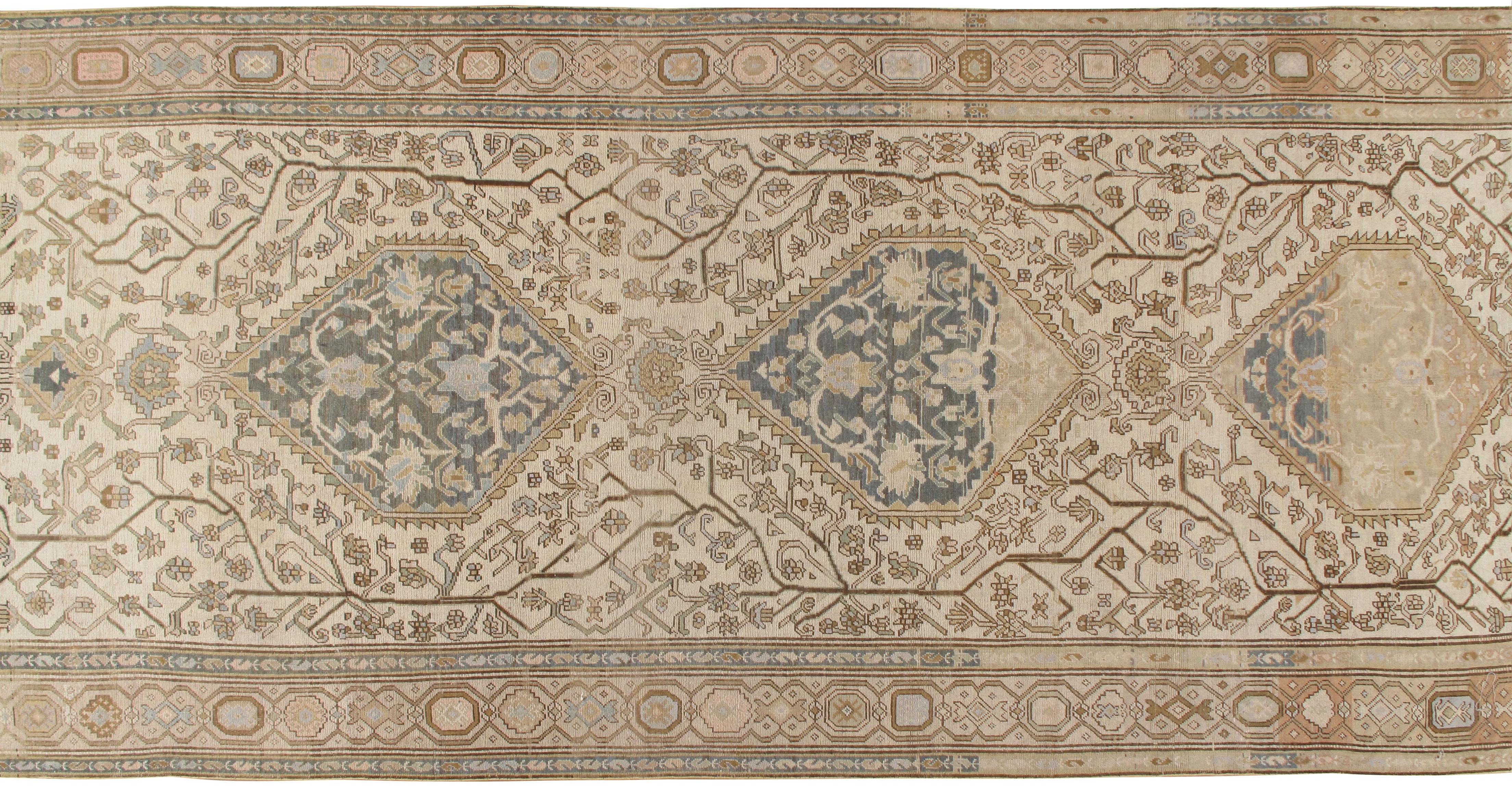 Caucasian Antique Beige Karabagh Runner Rug  6'6 x 17'4 For Sale