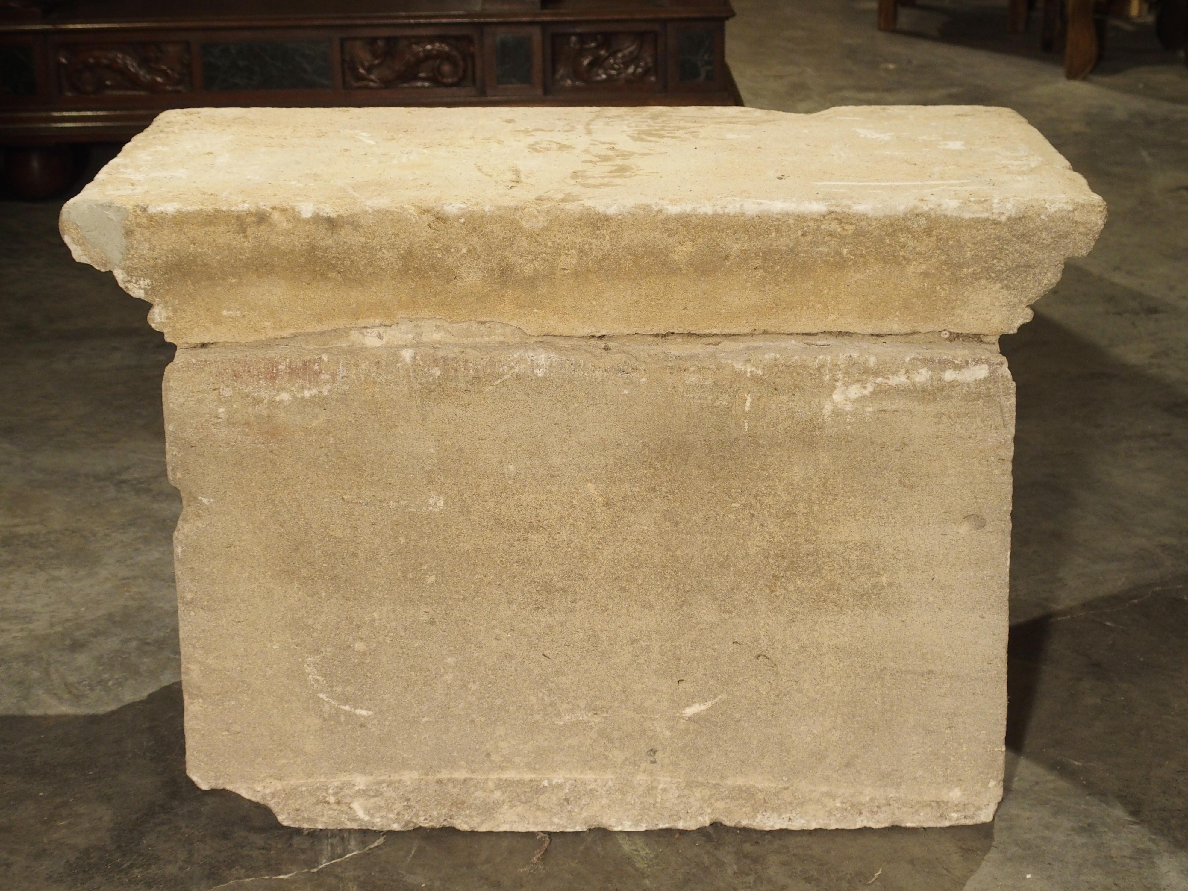 Antique Beige Limestone Pedestal, Savonnières-en-perthois France, 19th Century 5