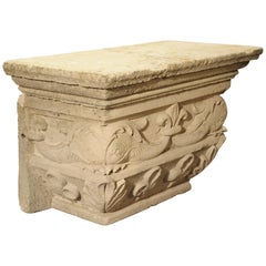 Antique Beige Limestone Pedestal, Savonnières-en-perthois France, 19th Century