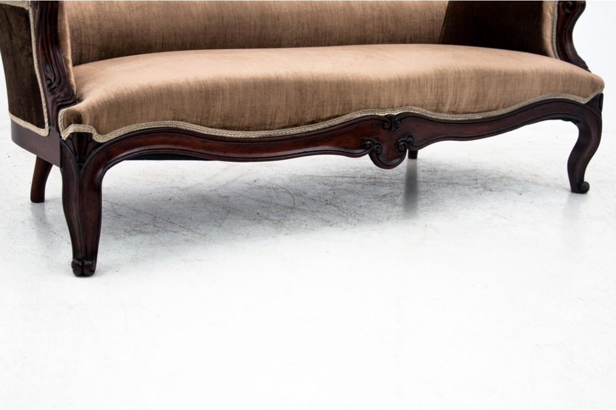 Art Nouveau Antique Beige Sofa, Northern Europe, circa 1880, After Restoration