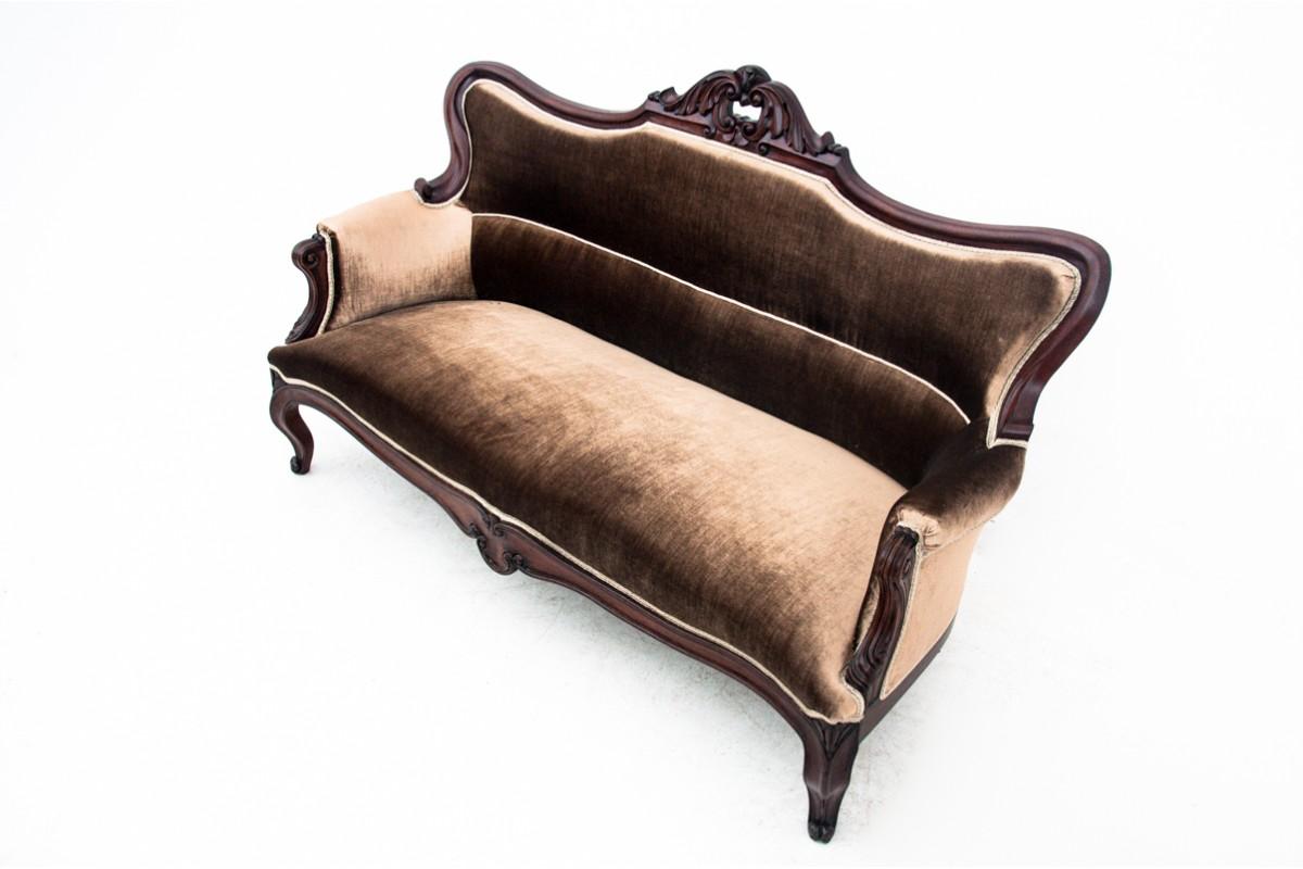Late 19th Century Antique Beige Sofa, Northern Europe, circa 1880, After Restoration