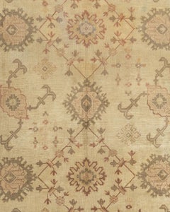 Alfombra Turca Anatolia Oushak Beige Antiguo 9'10 x 14'