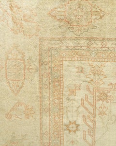 19th Century Antique Beige Turkish Oushak Rug, Hand-Woven Wool, 12'3 x 15'10