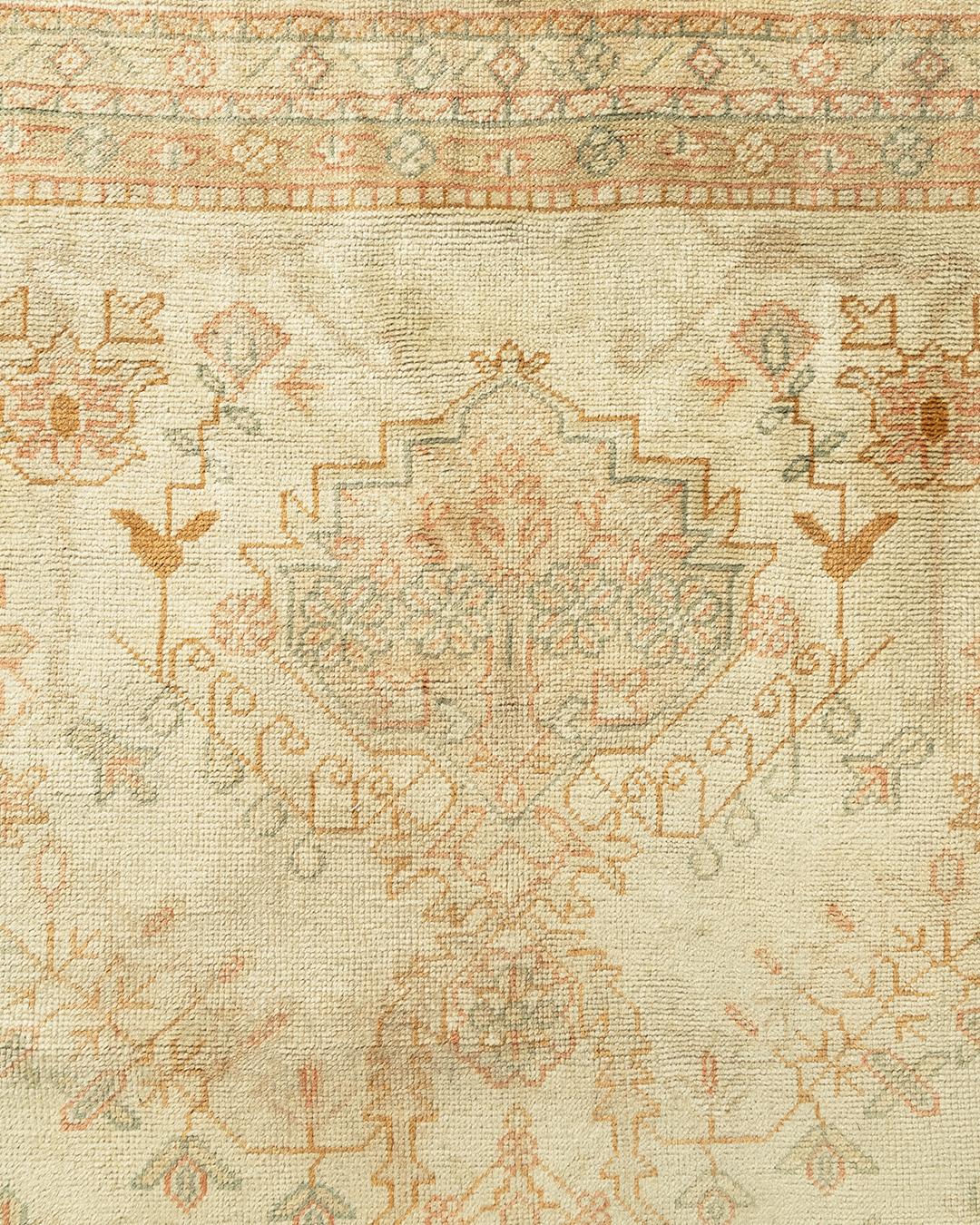 Antiker beigefarbener türkischer Oushak-Teppich, 12'3 x 15'10 (Wolle) im Angebot