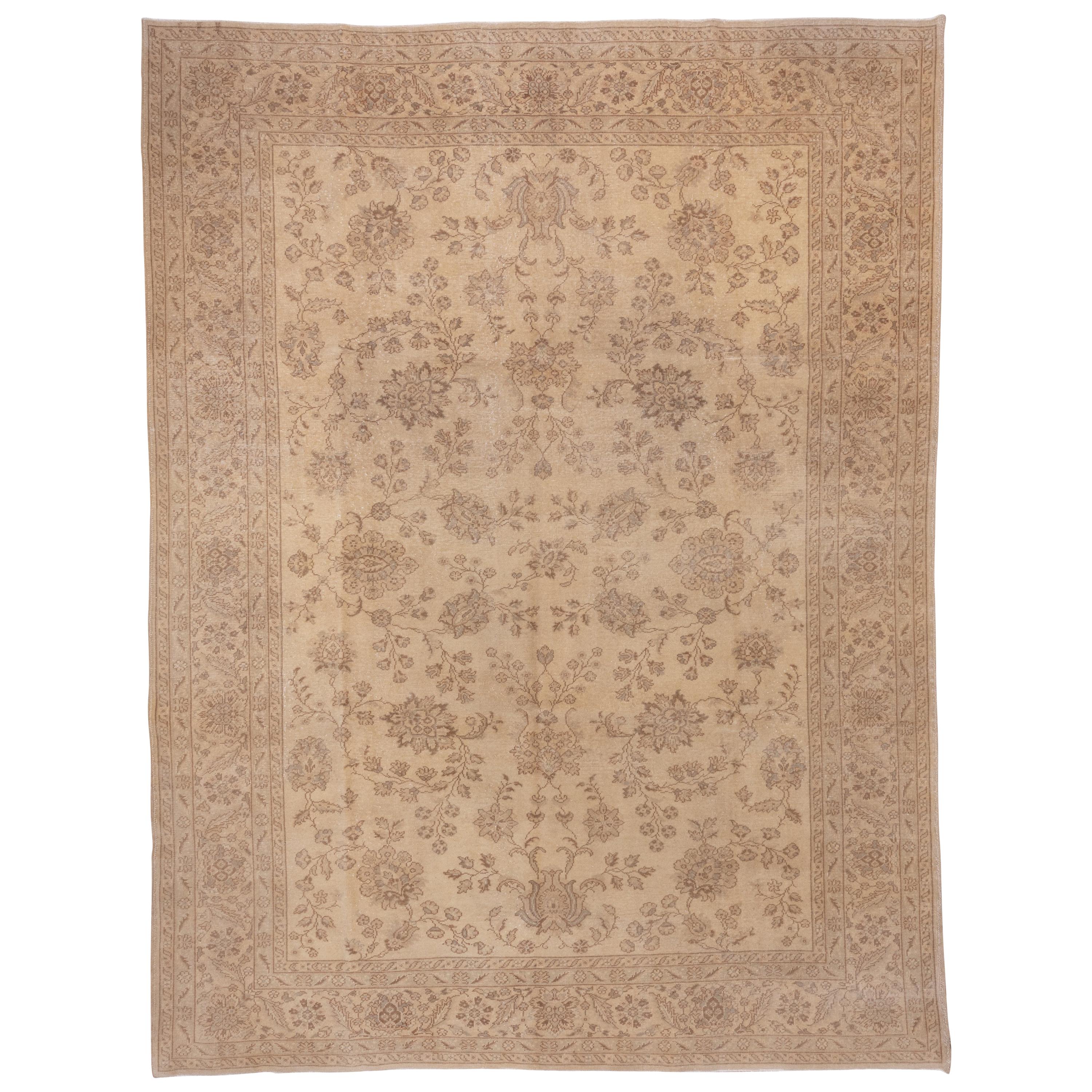 Tapis turc antique Sivas beige, tapis beige sur toute sa surface, vers 1920