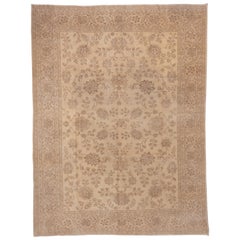 Alfombra turca antigua Sivas beige, campo entero beige, circa años 20