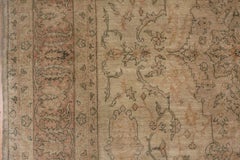 Antique Beige Turkish Sivas Rug, Neutral Palette, Pink Border, Earth Tones