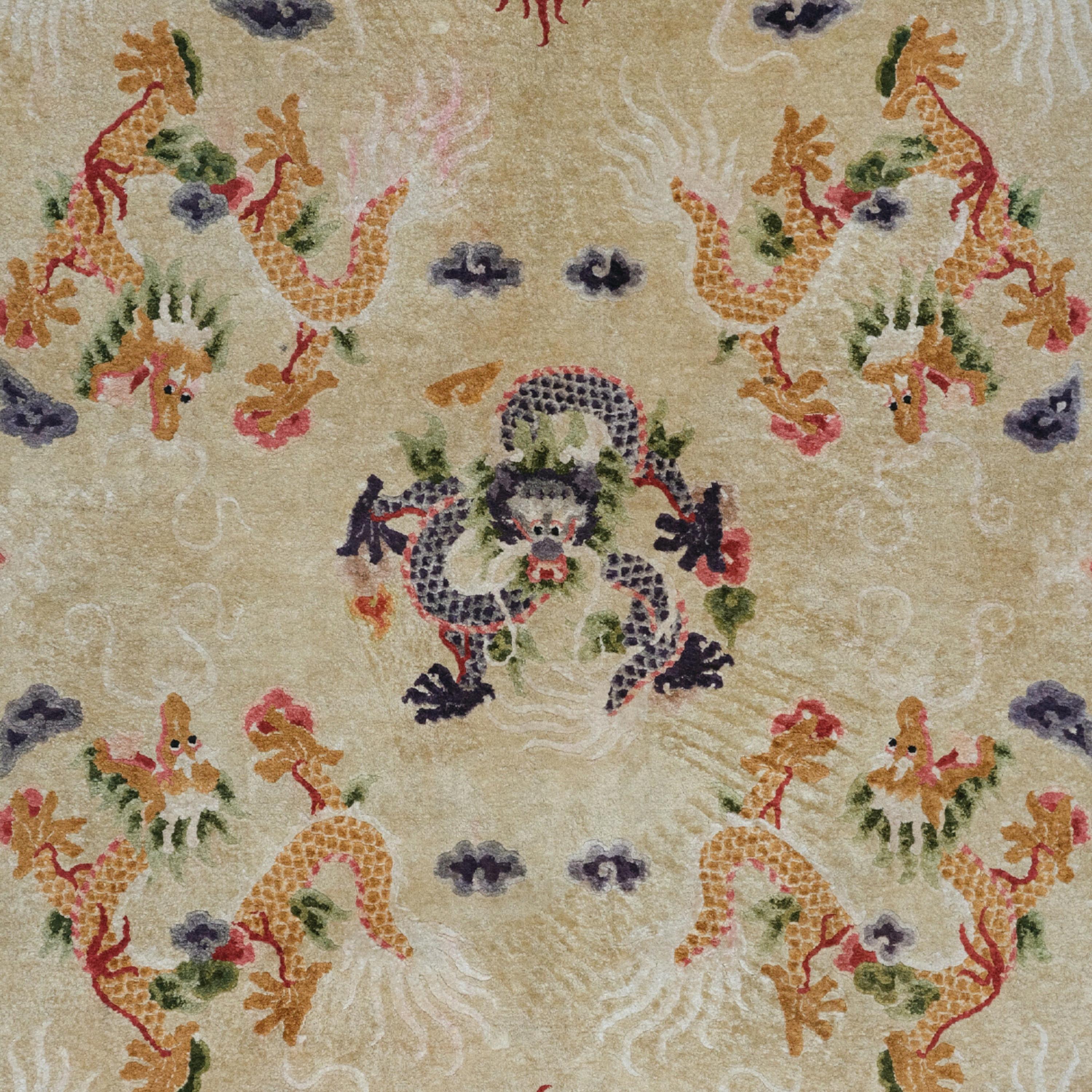 Antiker Pekinger Seiden-Palastteppich aus Seide – handgefertigter asiatischer Teppich, antiker Teppich (Chinesisch) im Angebot