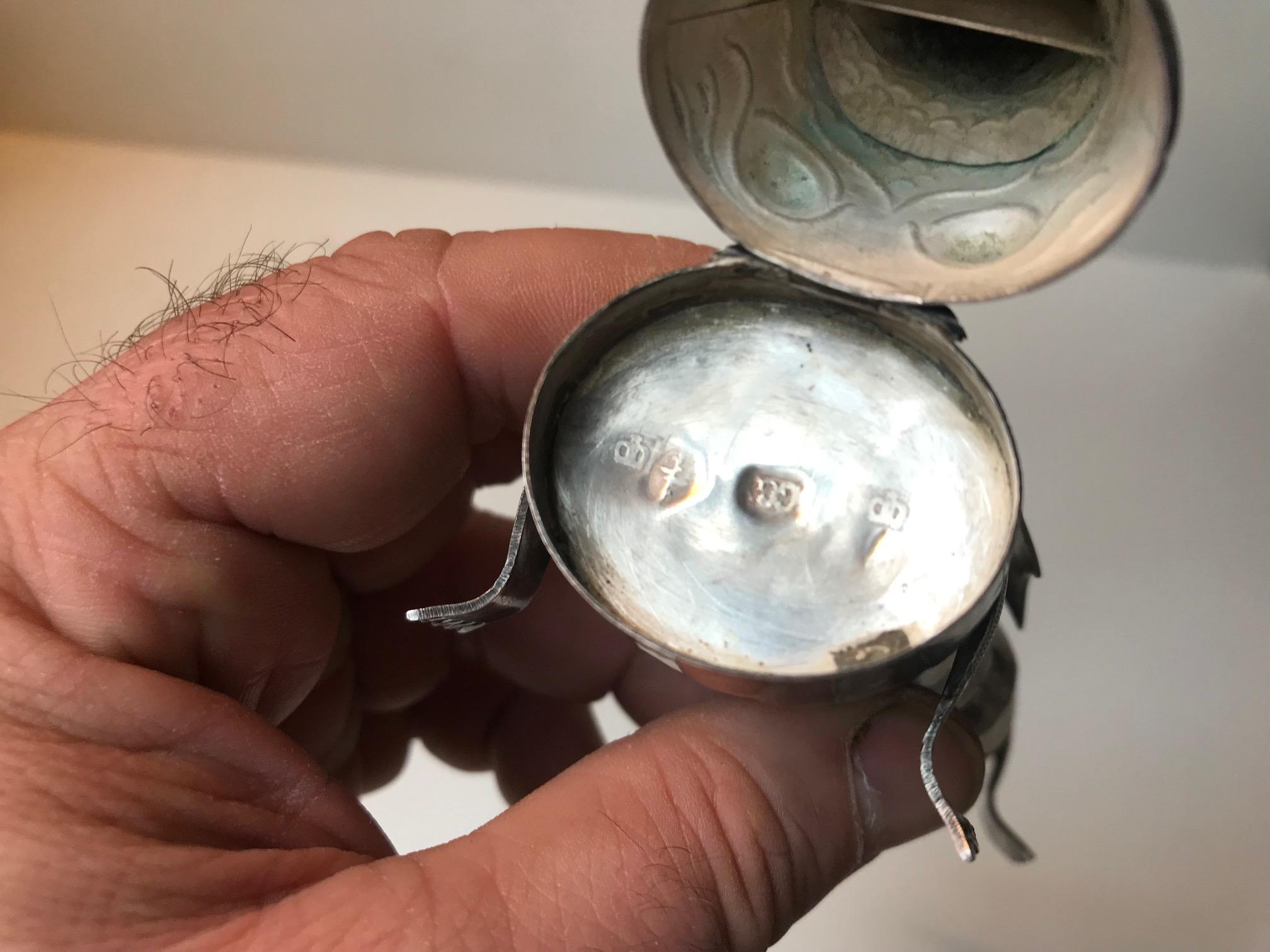 Late Victorian Antique Bejeweled Silver Dragon, Opium Snuff Box