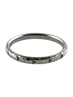 Antique Belais 18 Karat White Gold Wedding Band Size 8 #19369