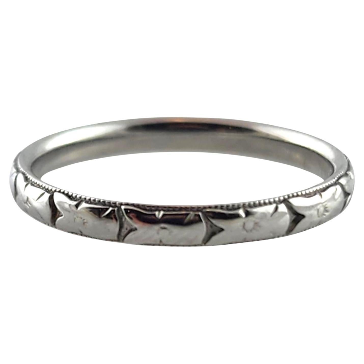 Antique Belais 18 Karat White Gold Wedding Band Size 8 #19369