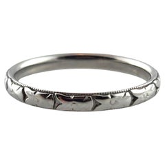 Antique Belais 18 Karat White Gold Wedding Band Size 8 #19369