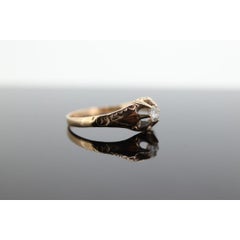 Antique Belcher Set Diamond 14k Filigree ring. 1/6ct Victorian Prong Diamond