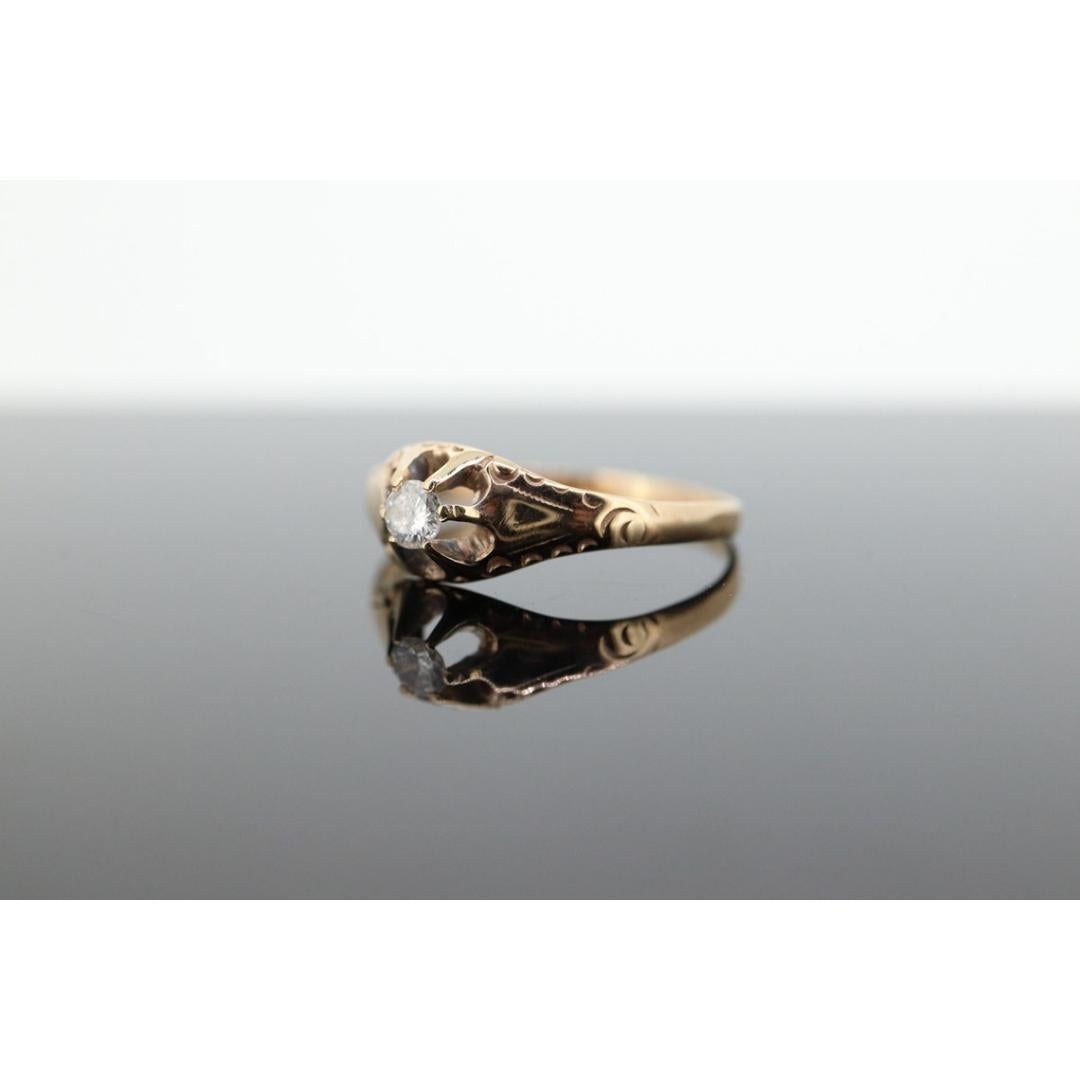 De las mujeres Anillo antiguo de filigrana de 14 quilates engastado con diamantes Belcher. Diamante Victoriano de 1/6ct en venta