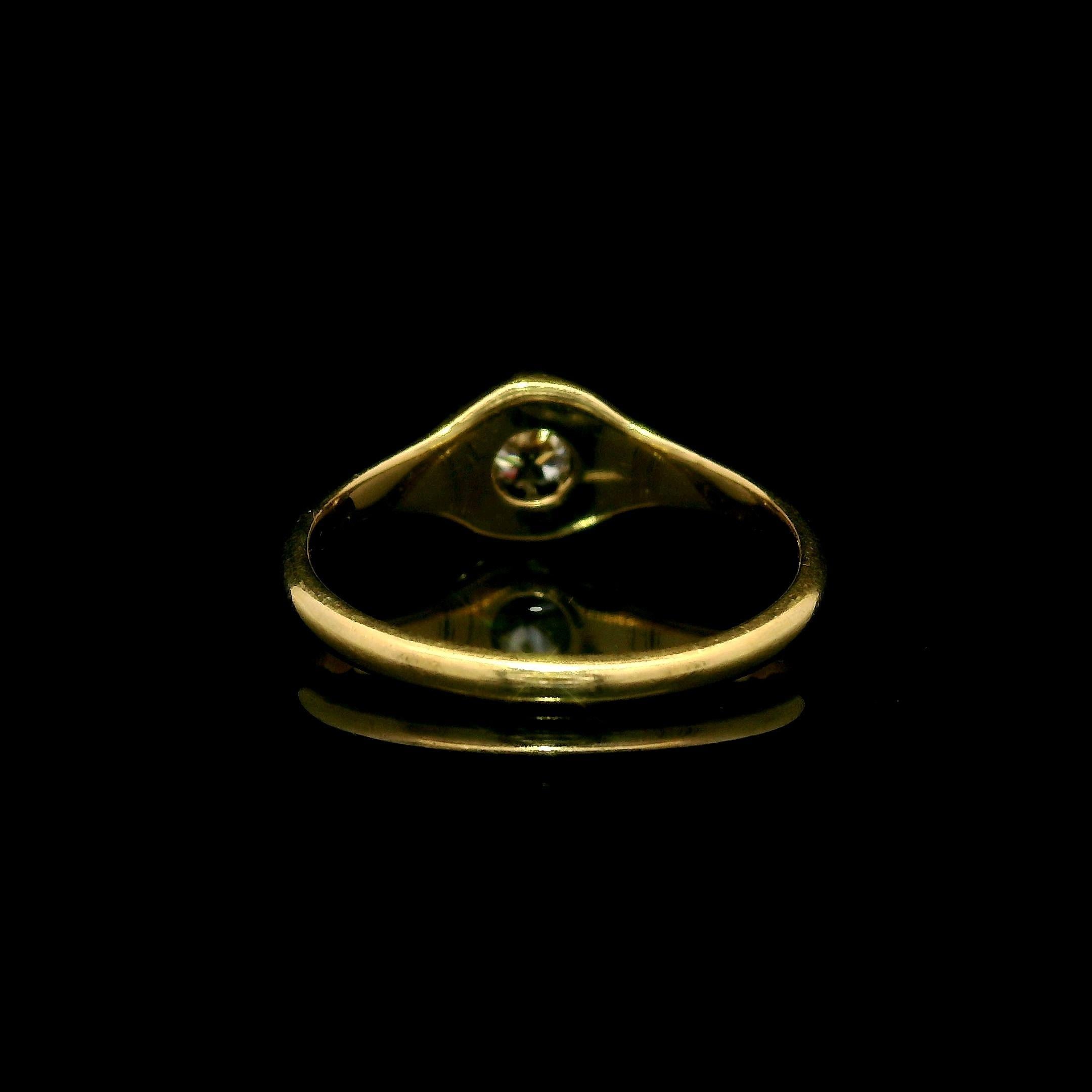 Bague solitaire en or jaune Belcher 0.25ctw Old European Diamond Solitaire Ring en vente 6