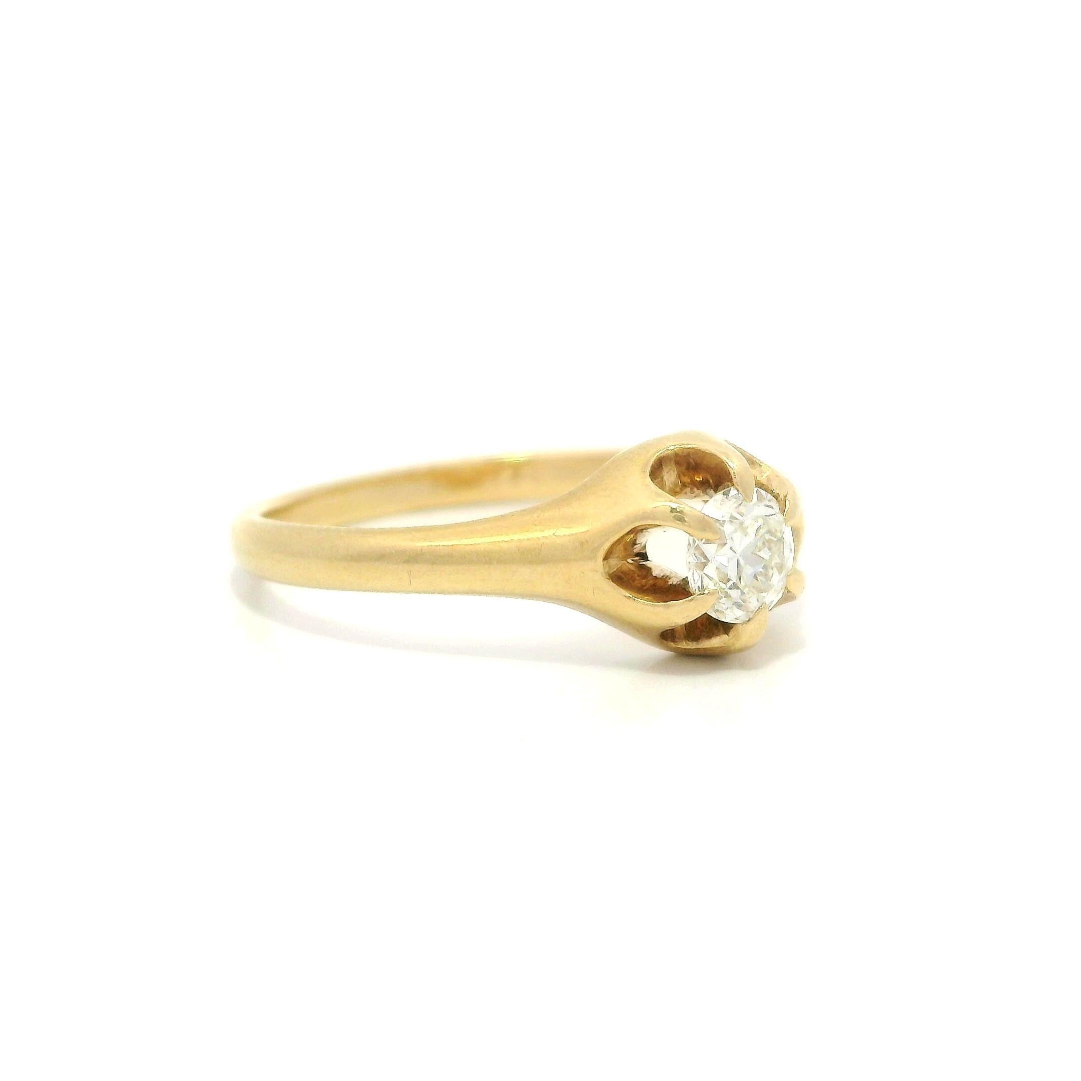 --Pierre(s) :...
(1) Diamant naturel véritable - taille anglaise - serti - couleur G - pureté SI1 - 4,08 mm (approx.) - 0,25 ct (approx.)

MATERIAL : Or jaune 14k massif
Poids : 2.15 grammes
Taille de la bague : 6.0 (ajustée sur un doigt, veuillez