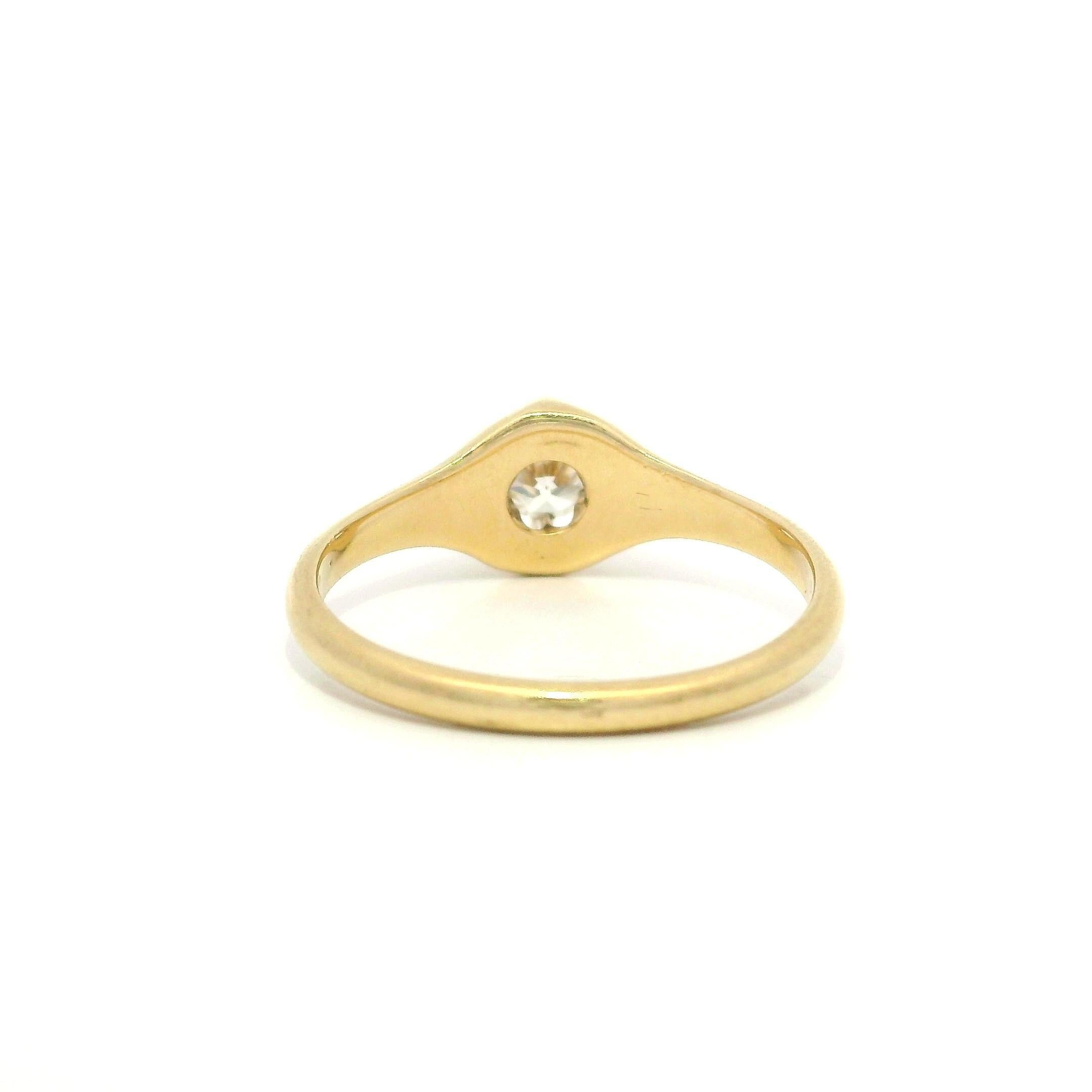 Bague solitaire en or jaune Belcher 0.25ctw Old European Diamond Solitaire Ring Pour femmes en vente