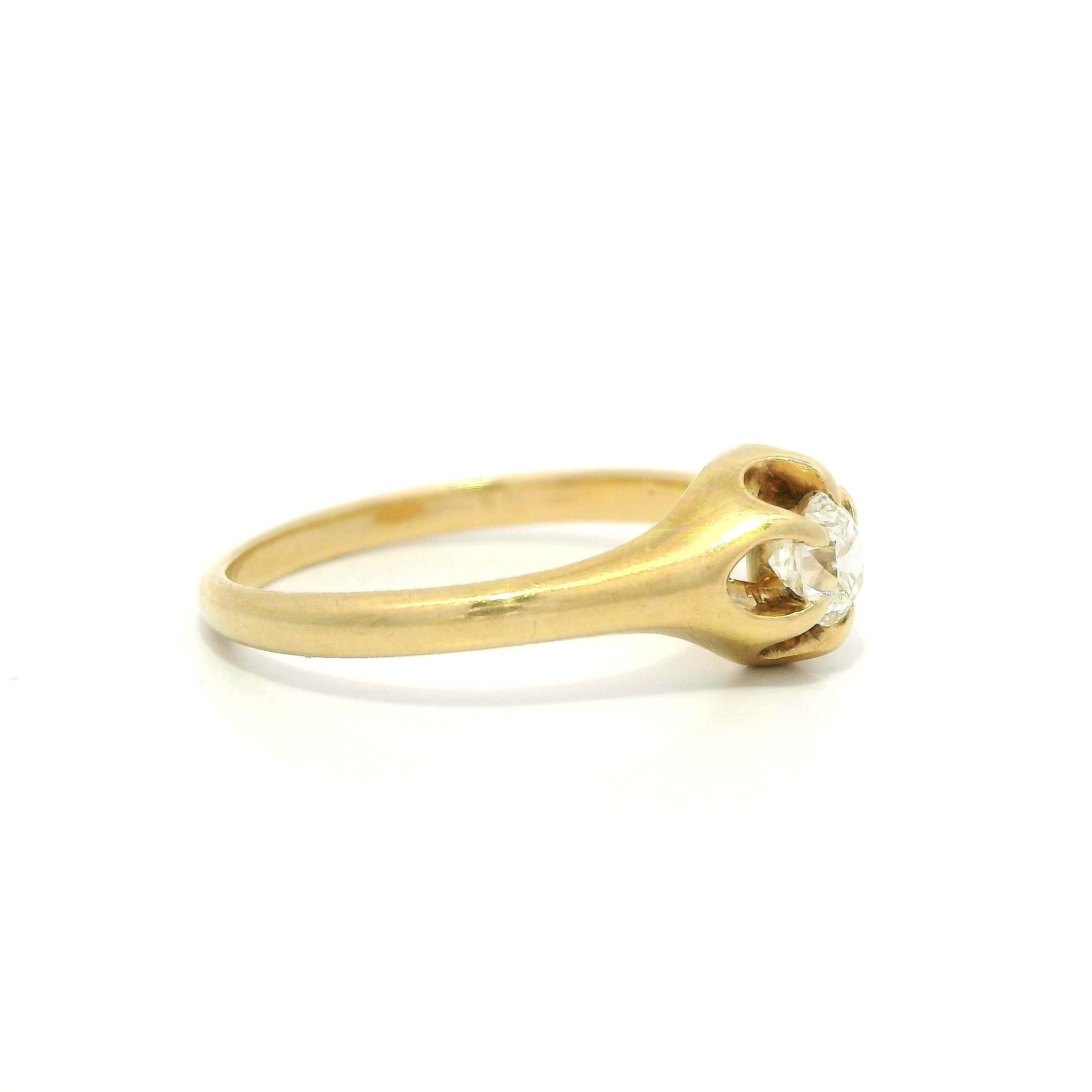 Bague solitaire en or jaune Belcher 0.25ctw Old European Diamond Solitaire Ring en vente 1
