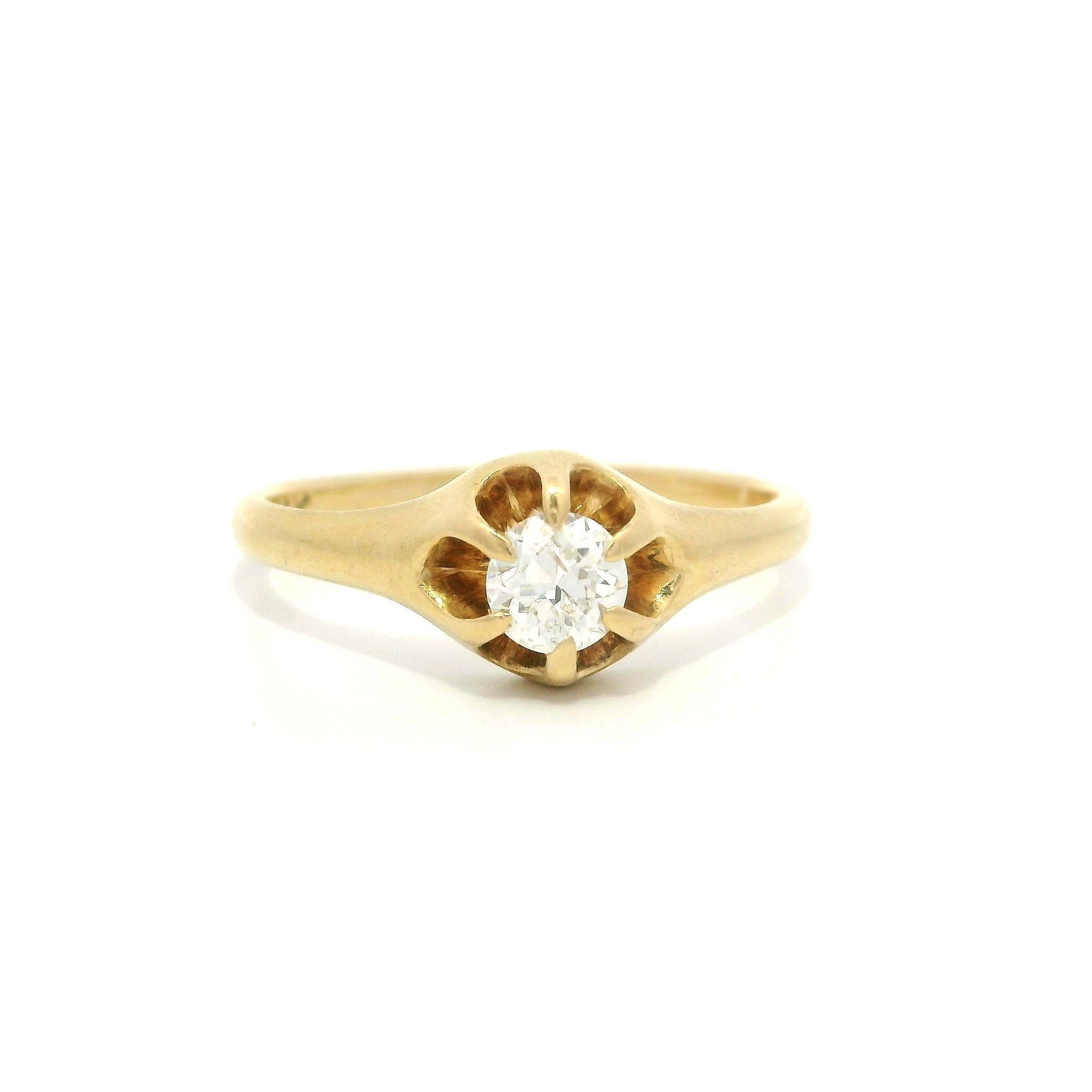 Bague solitaire en or jaune Belcher 0.25ctw Old European Diamond Solitaire Ring