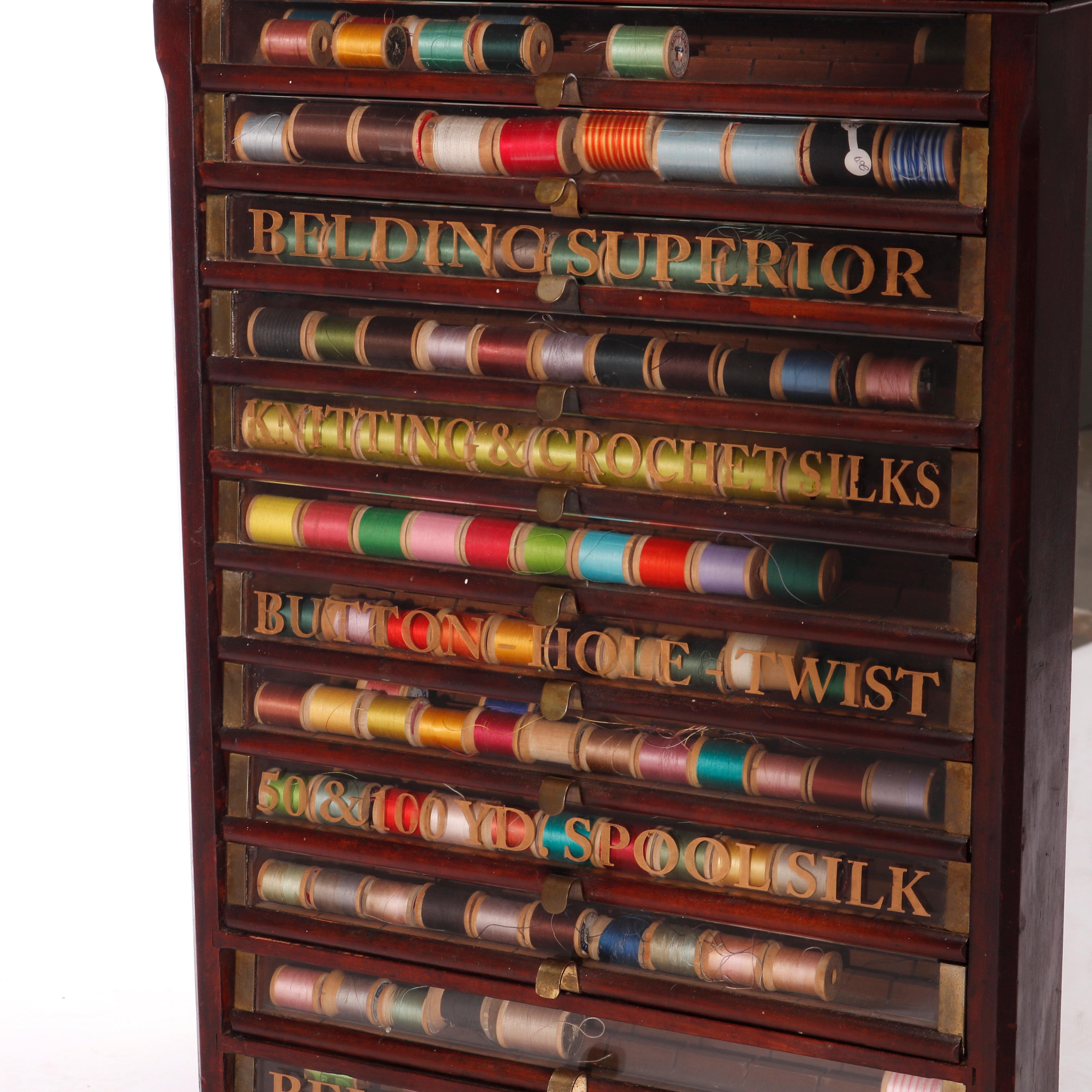 Antique Beldings Thirteen-Drawer Silk Thread Spool Cabinet Circa 1890 3