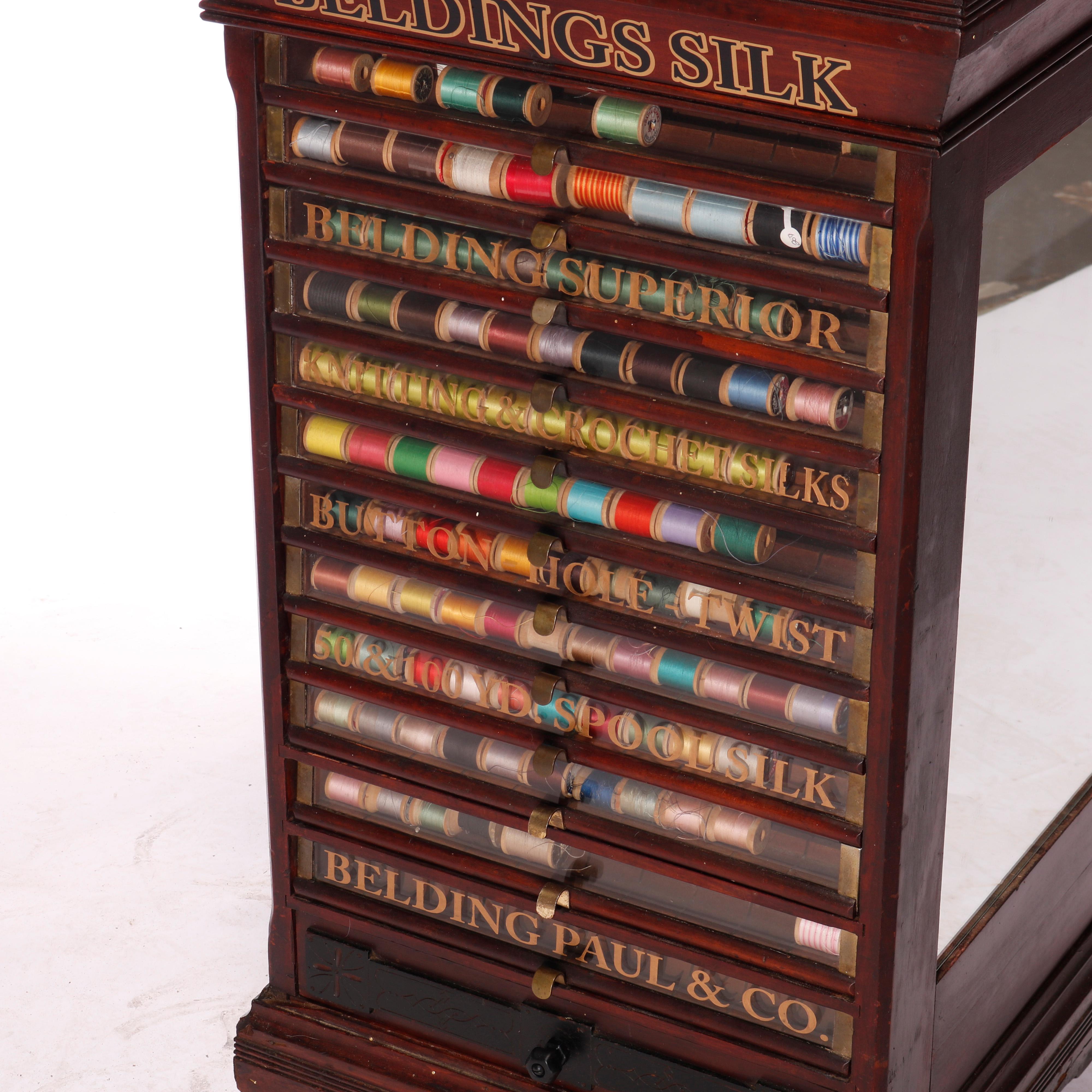 Antique Beldings Thirteen-Drawer Silk Thread Spool Cabinet Circa 1890 4