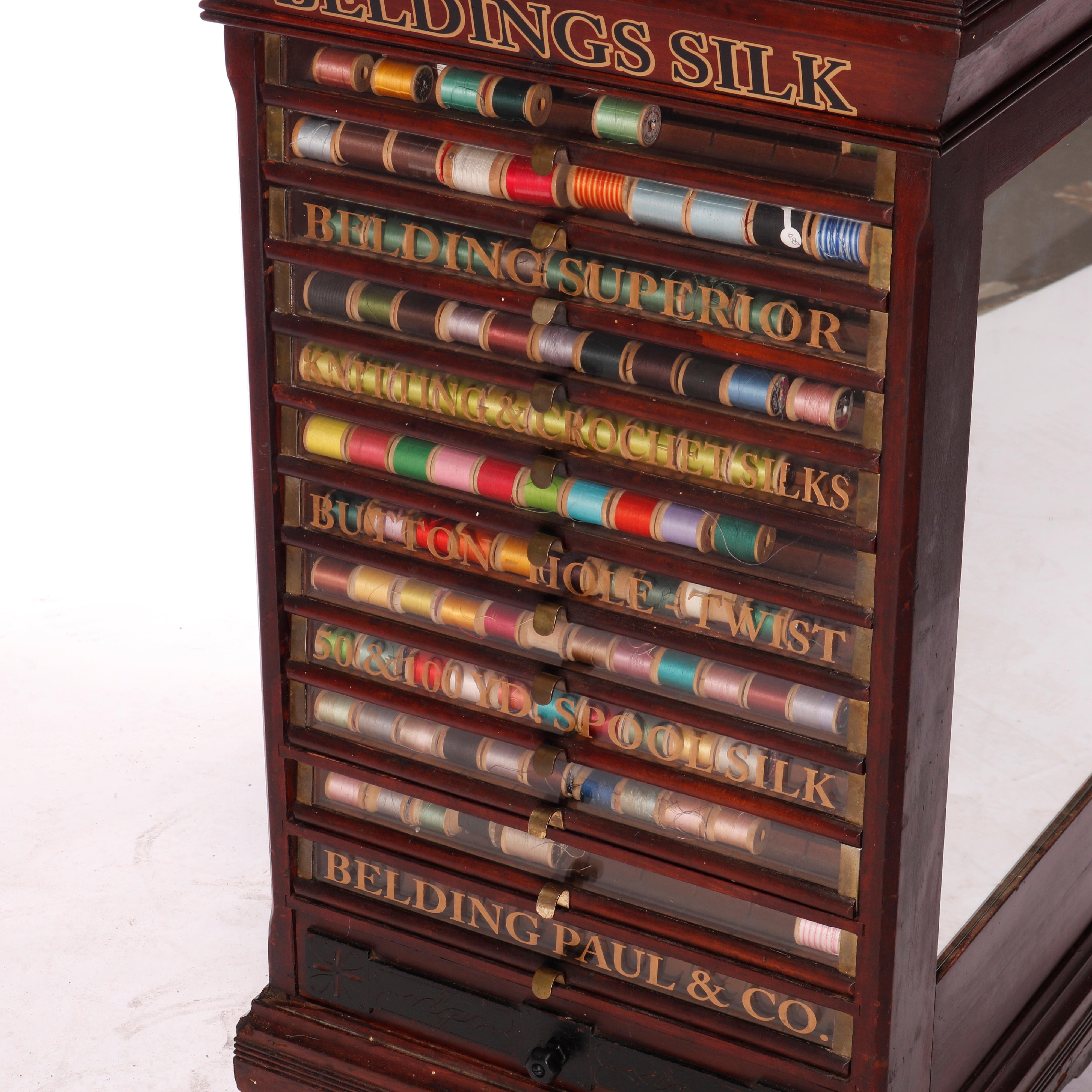 Antique Beldings Thirteen-Drawer Silk Thread Spool Cabinet Circa 1890 5