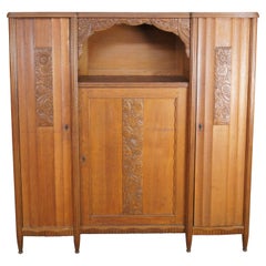 Antique Belgian Art Deco Knockdown Armoire Wardrobe Closet Cabinet 67"