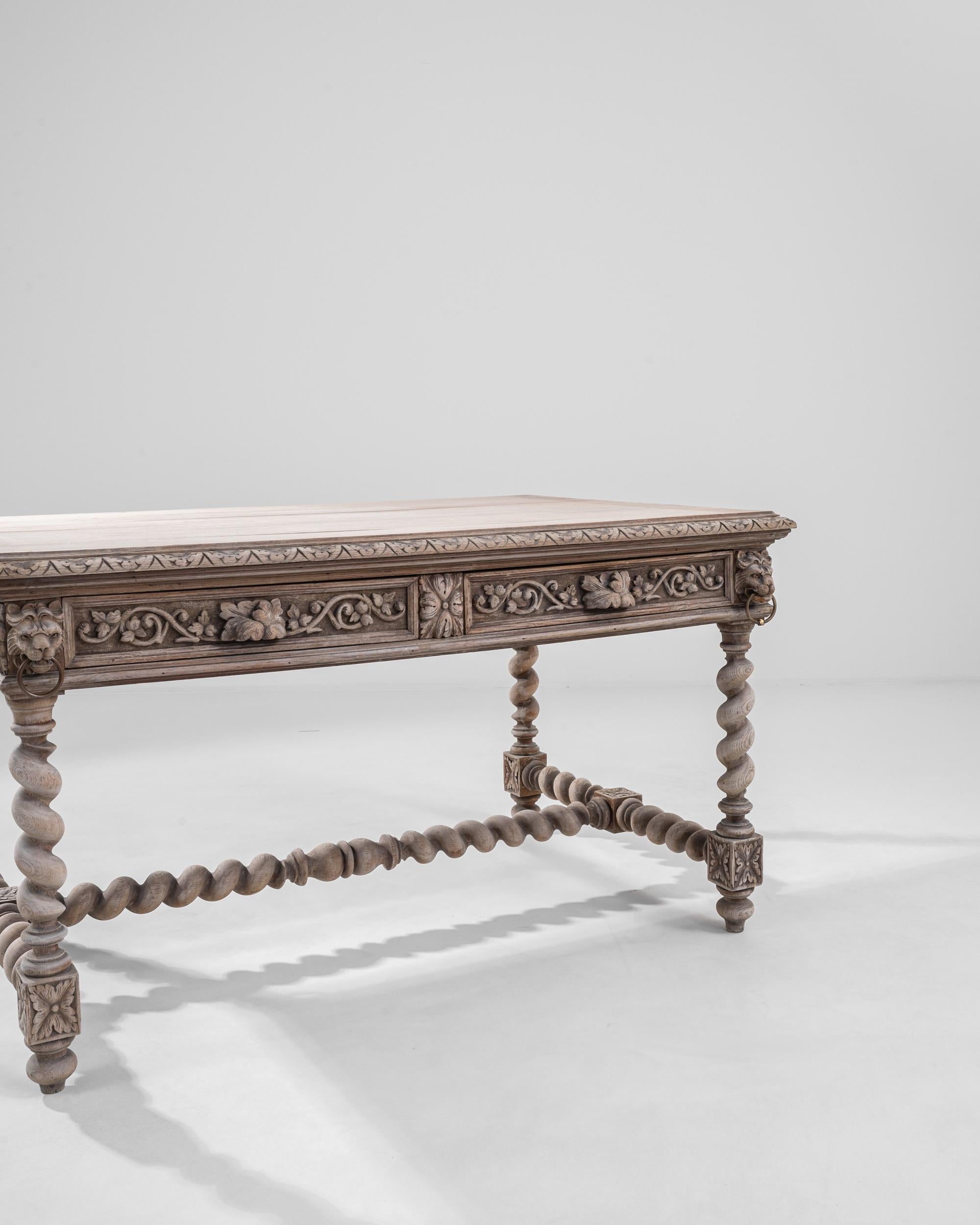 Early 20th Century Antique Belgian Baroque Oak Dining Table