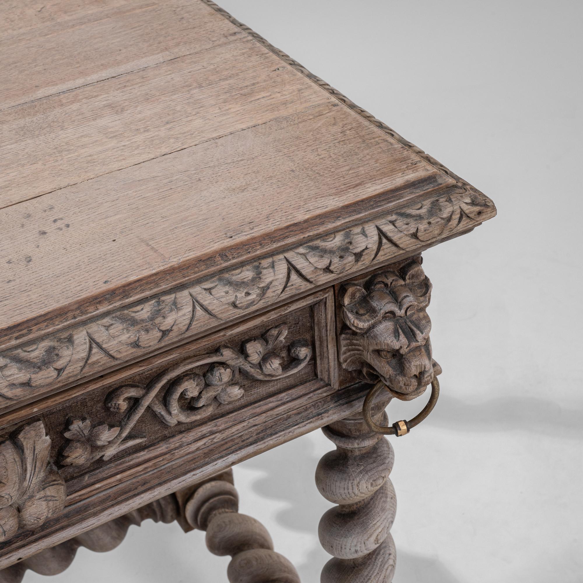 Antique Belgian Baroque Oak Dining Table 3
