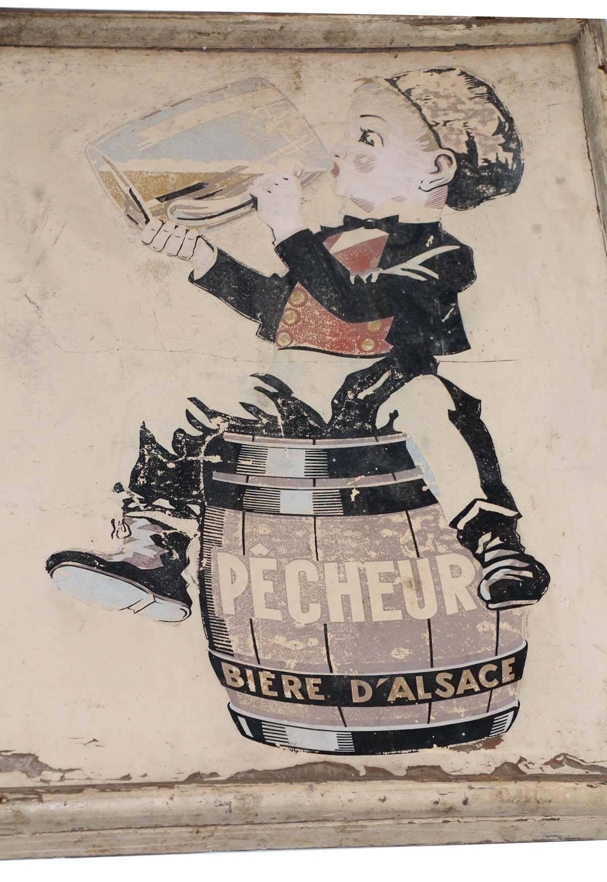 Antique Belgian Beer Sign 