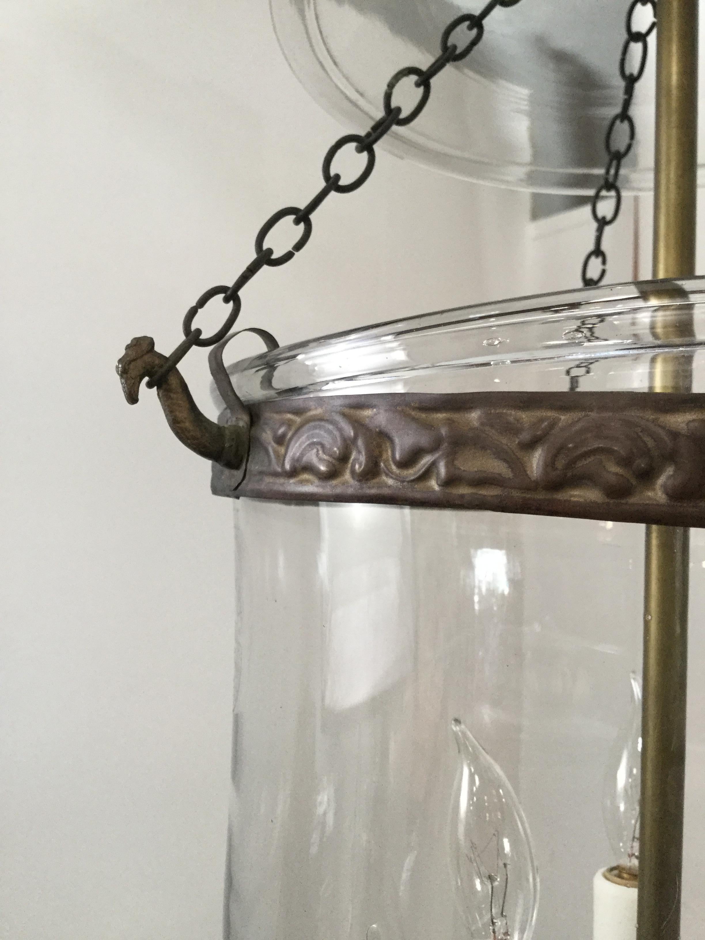 Antique Belgian Bell JarCreated by De Grelle Val St. Lambert in 1890 Belgium, this bell jar has been recently rewired and restored. Excellent condition and interesting hand blown glass shade.