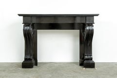 Antique Belgian Black Marble Fireplace Mantel