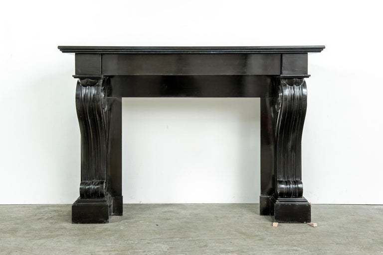 Antique Belgian Black Marble Fireplace Mantel For Sale at 1stDibs