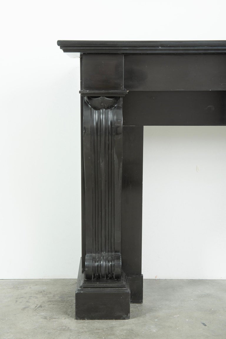 Antique Belgian Black Marble Fireplace Mantel For Sale at 1stDibs