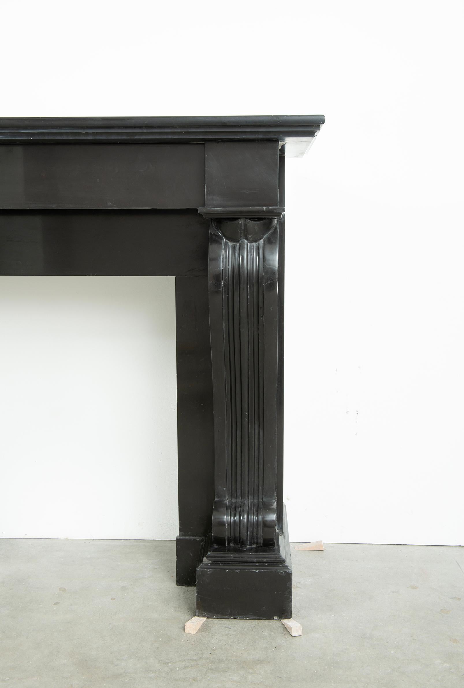 Antique Belgian Black Marble Fireplace Mantel For Sale 2