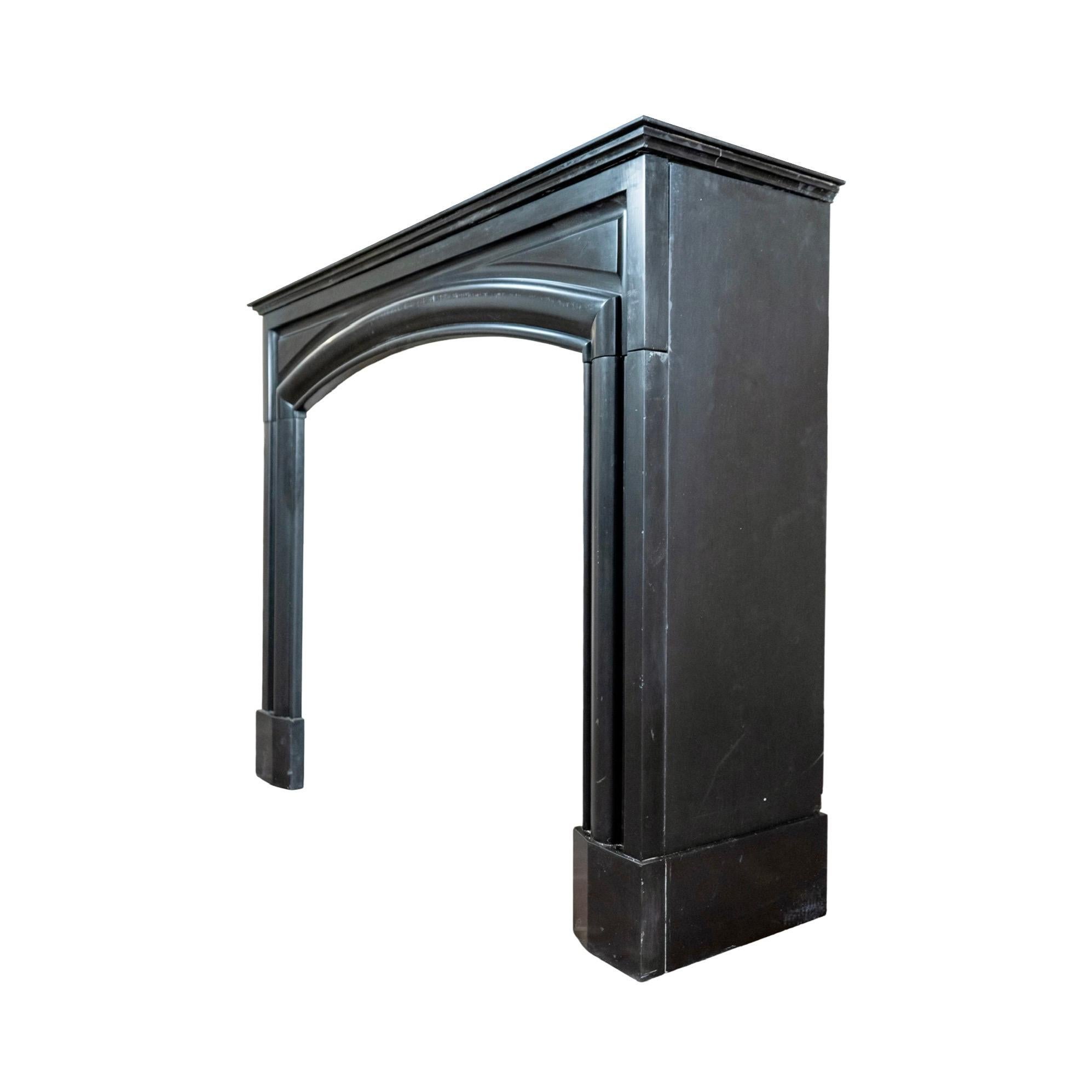 19th Century Antique Belgian Black Noir De Mazy Marble Mantel For Sale