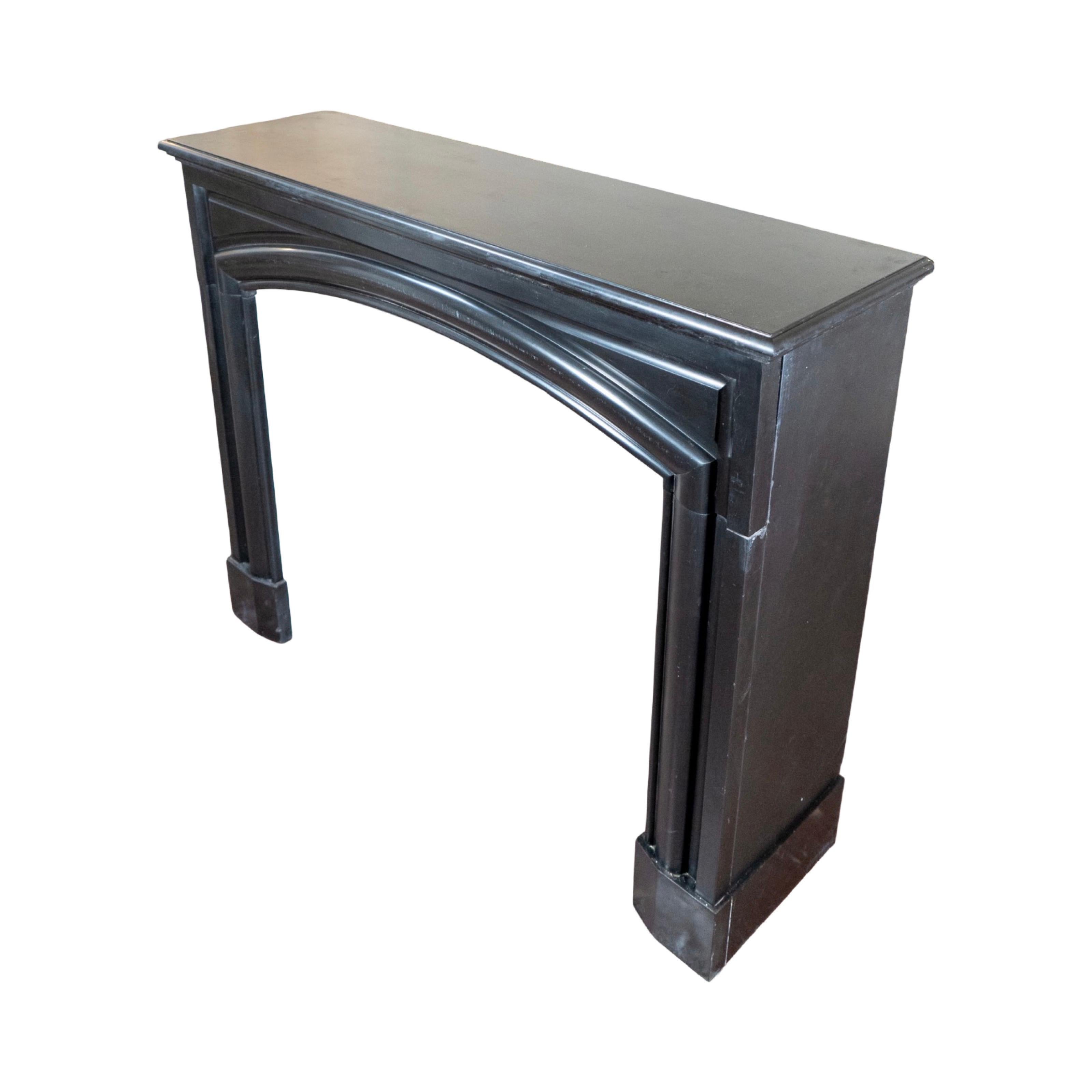 Belgian Black Marble Antique Belgian Black Noir De Mazy Marble Mantel For Sale