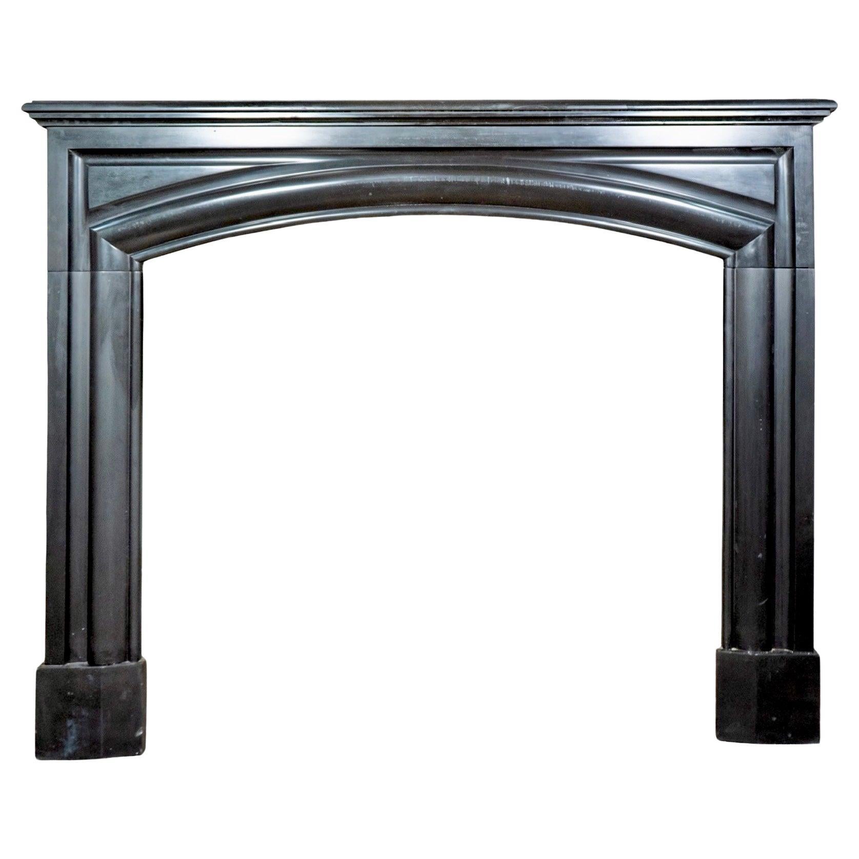 Antique Belgian Black Noir De Mazy Marble Mantel For Sale