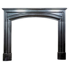 Antique Belgian Black Noir De Mazy Marble Mantel