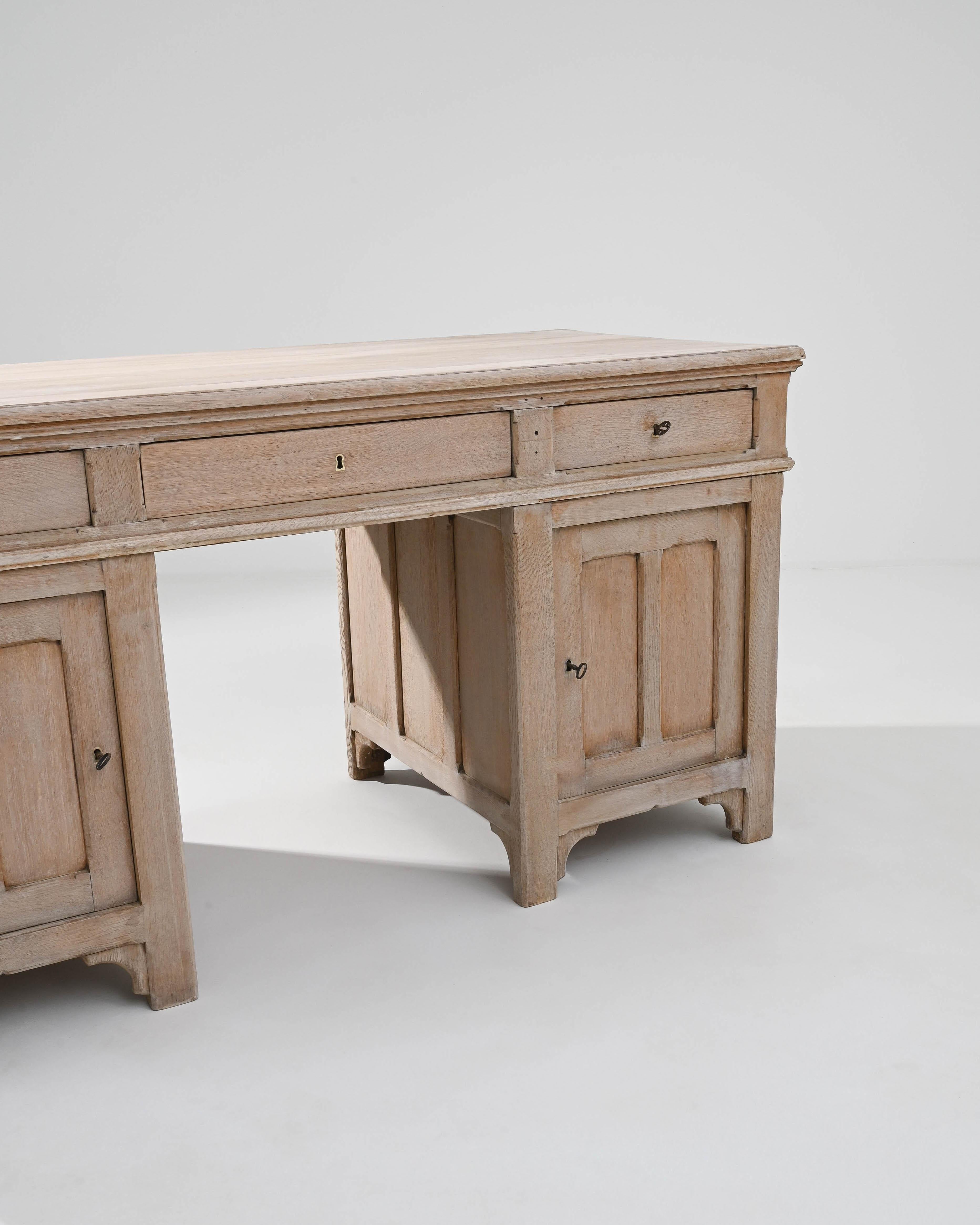 Antique Belgian Bleached Oak Desk 4