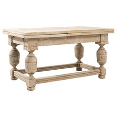 Antique Belgian Bleached Oak Dining Table