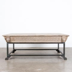 Antique Belgian Bleached Oak Lions Head Coffee Table