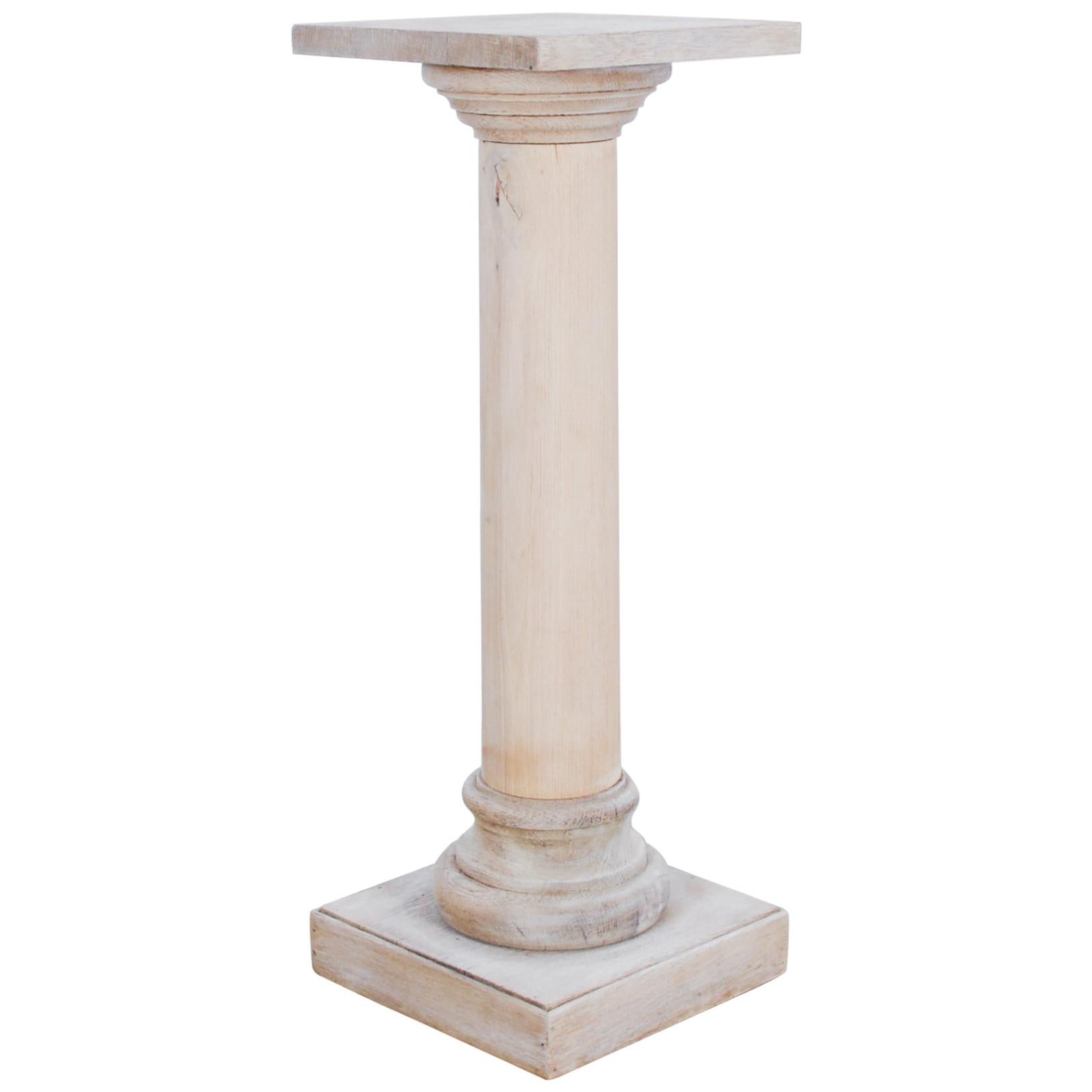 Antique Belgian Bleached Oak Pedestal