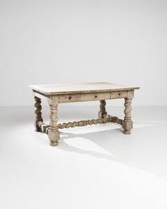 Antique Belgian Bleached Oak Table
