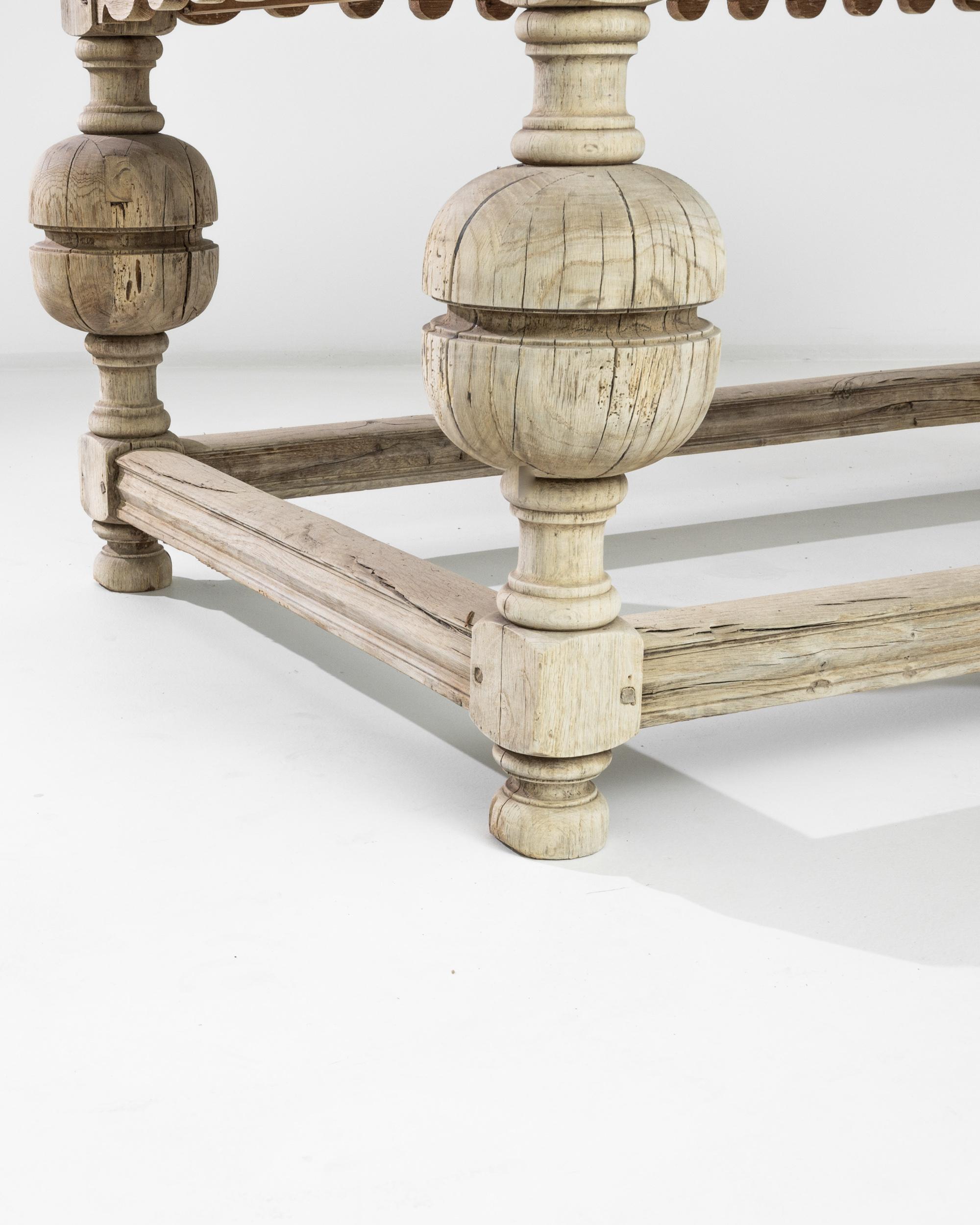 French Provincial Antique Belgian Bleached Oak Table For Sale